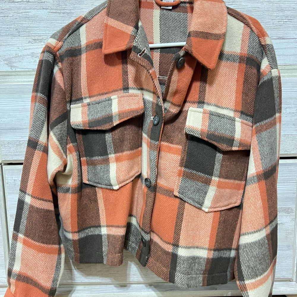 For The Republic Warm Toned Plaid Shacket